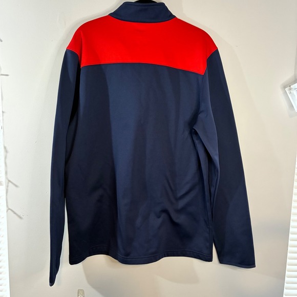 MLB Atlanta Braves Pullover Jacket Half Zip Long Sleeve Red Blue Mens L‎ - Picture 2 of 6